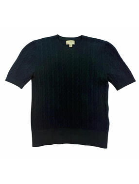 Club Monaco Cashmere Short Sleeve Cable Knit Sweater Green Blue Size XS